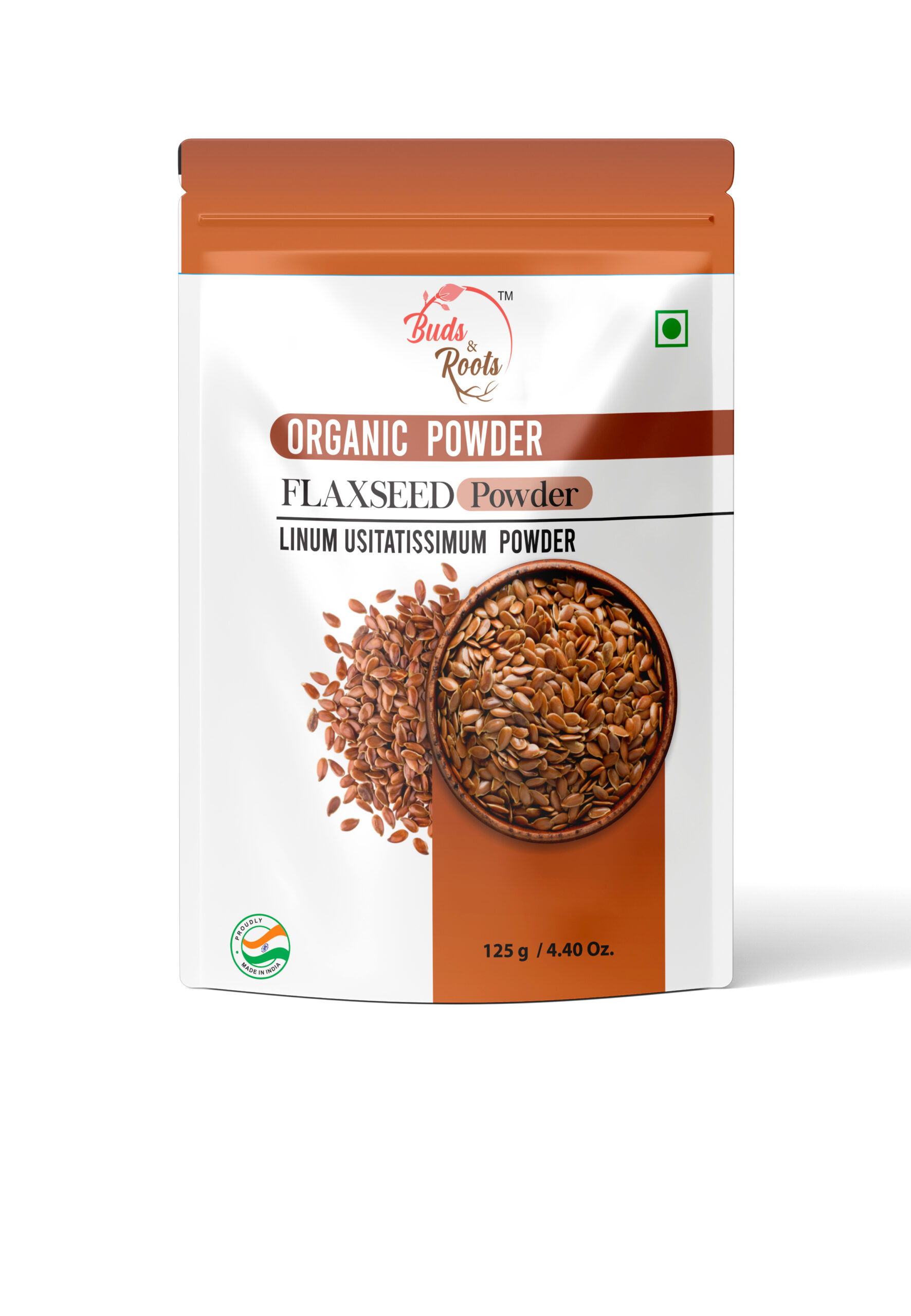 Buds & Roots Flaxseed Powder in Trinidad and Tobago, finely ground flaxseed powder in convenient packaging for everyday wellness use.