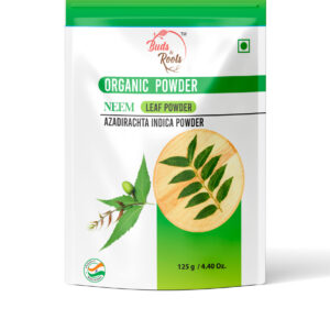 Buds & Roots Neem Organic Powder in Trinidad and Tobago, finely ground neem powder in convenient packaging for everyday herbal and wellness use.
