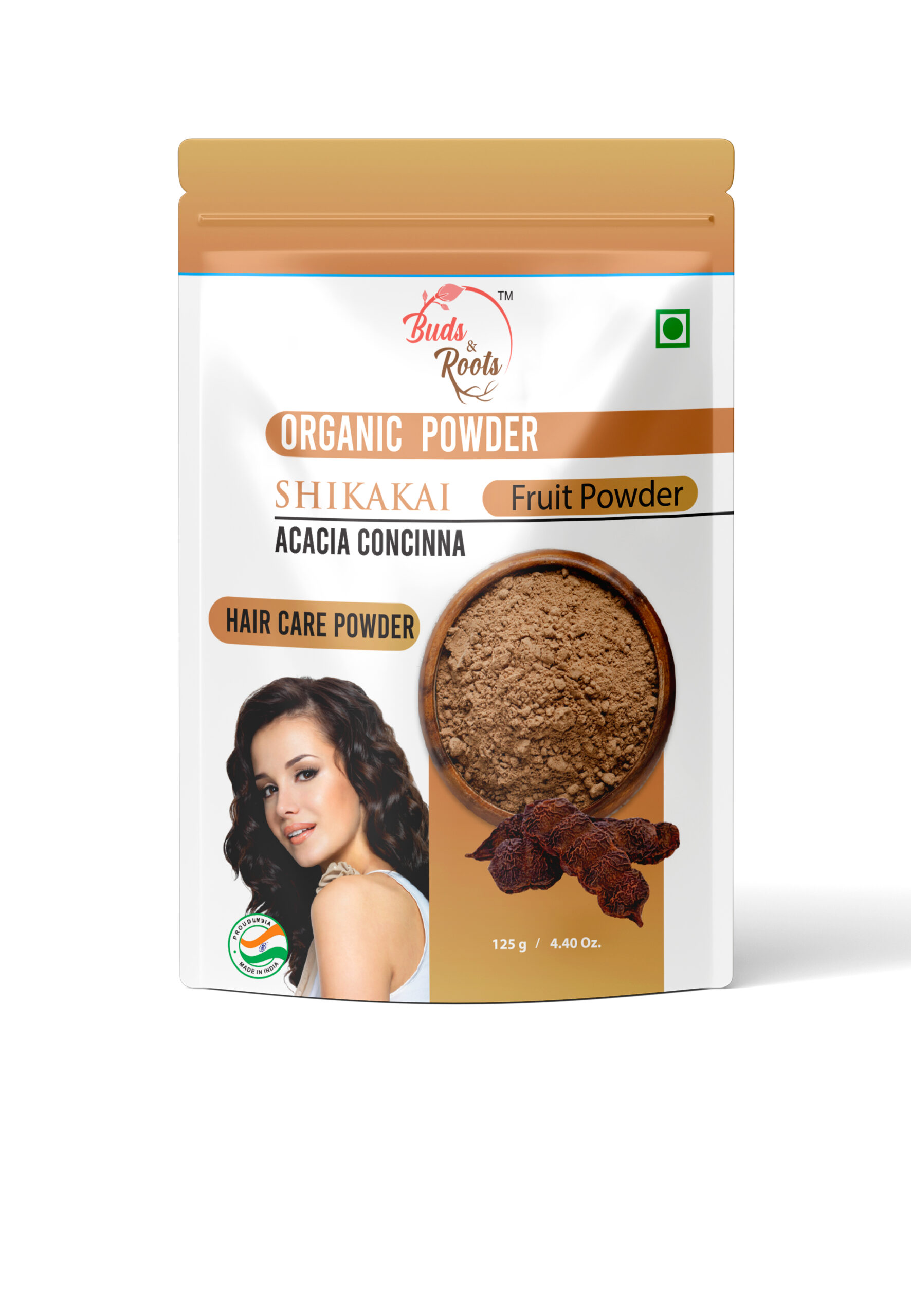 Buds & Roots Shikakai Organic Powder in Trinidad and Tobago, finely ground shikakai powder in convenient packaging for everyday hair and herbal care.