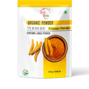 Buds & Roots Turmeric Organic Powder in Trinidad and Tobago, finely ground turmeric powder in convenient packaging for everyday culinary and wellness use.