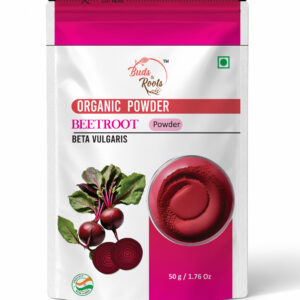 Buds & Roots Beetroot Organic Powder in a resealable pouch.