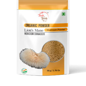 Buds & Roots Lion’s Mane Mushroom Powder in Trinidad and Tobago, finely ground lion’s mane mushroom powder in convenient packaging for everyday wellness use.