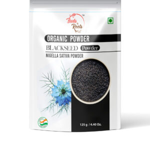 Buds & Roots Organic Blackseed Powder in Trinidad and Tobago, featuring finely ground Nigella Sativa powder in a convenient 125g pouch.
