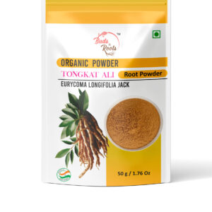 Buds & Roots Tongkat Ali Root Powder in Trinidad and Tobago, finely ground tongkat ali root powder in convenient packaging for everyday herbal use.