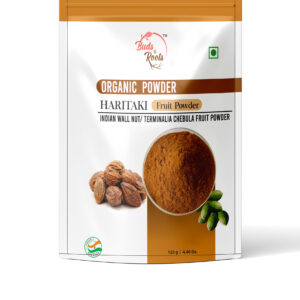 Buds & Roots Haritaki Organic Powder in Trinidad and Tobago, finely ground haritaki powder in convenient packaging for everyday herbal use.